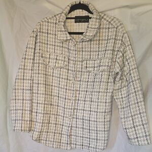 Chic Tweed Plaid Button-Up Shirt